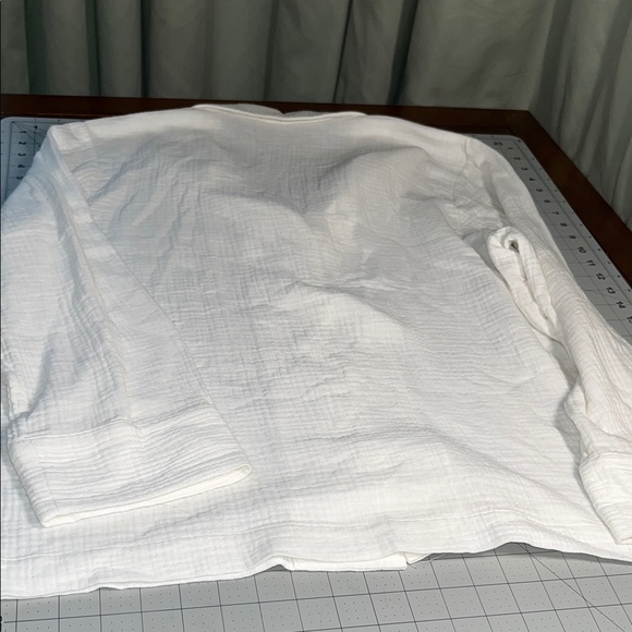 Jenni Kayne Crinkled Gauzy White Button-Down Shirt Large - Picture 9 of 10